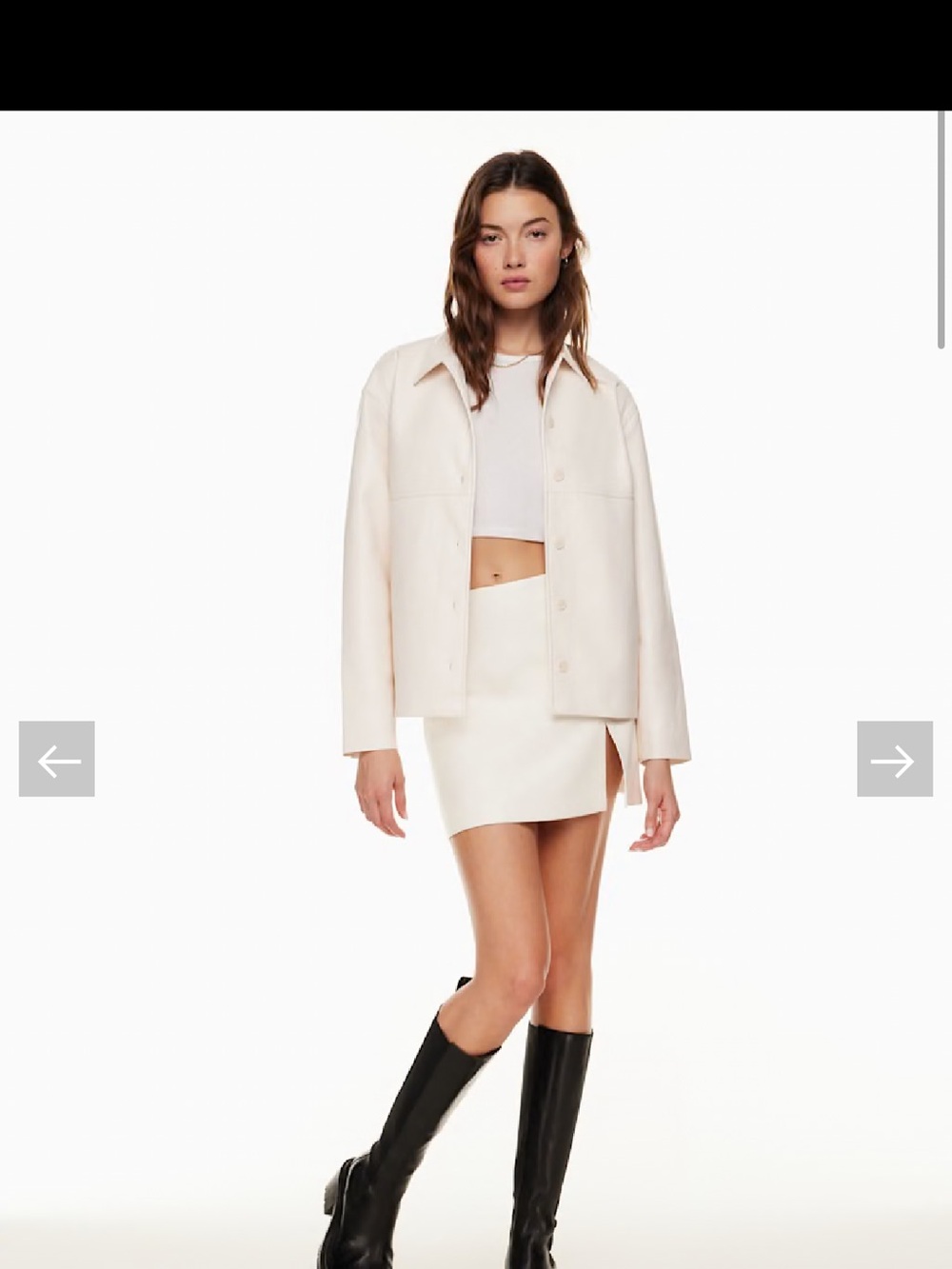 aritzia sunday best vegan leather shirt jacket in birch/cream 2XS